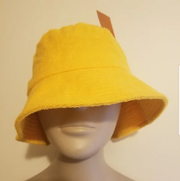 Juicy Couture Posh Yellow Terrycloth Bucket Hat One Size - Picture 2 of 5